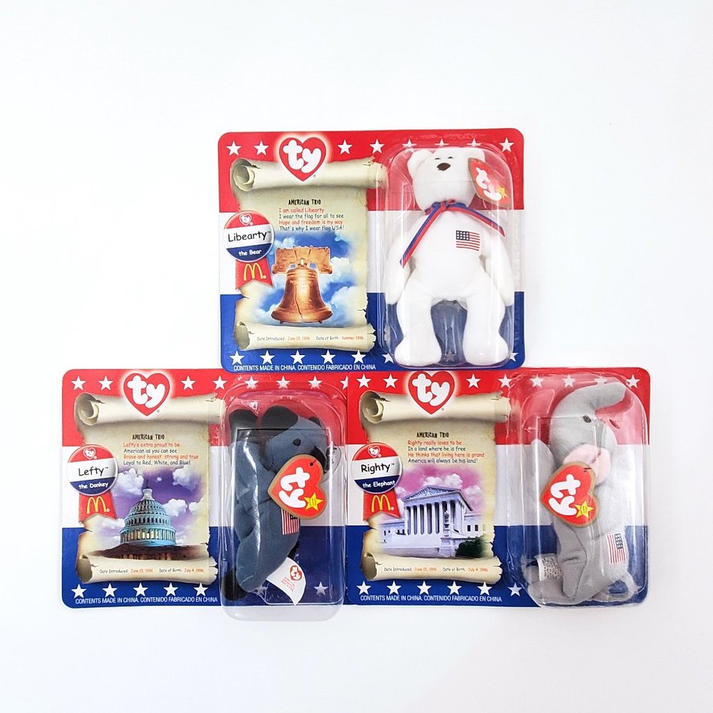 Ty Teenie Beanie Babies “American Trio” McDonalds Collection – Set of 3 – NEW